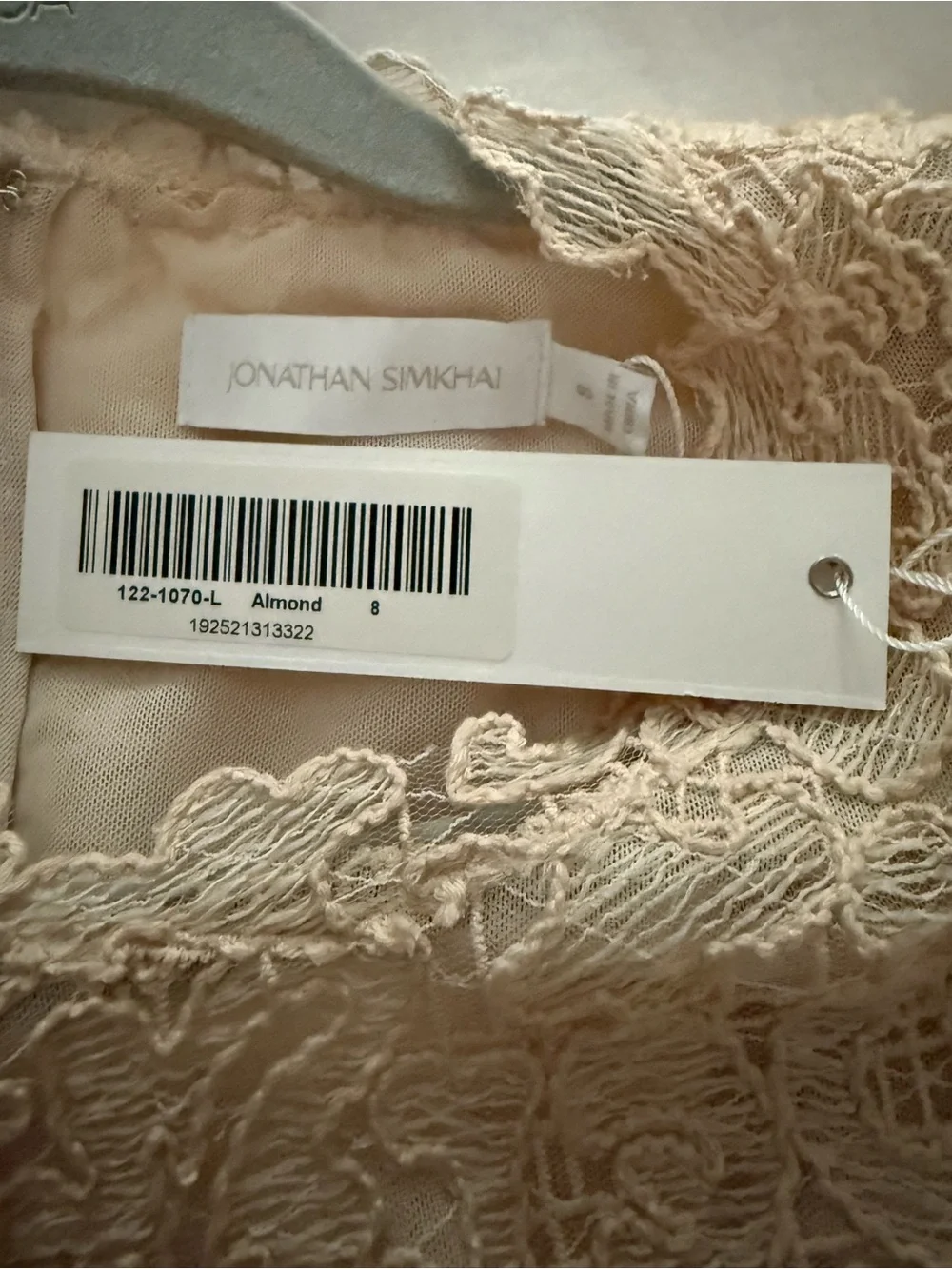 Jonathan Simkhai Peach/Buff Lace Puff-Sleeve Dress NWT